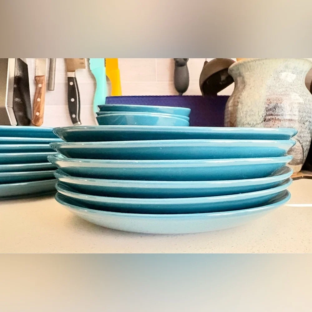 Past Season IKEA Blue Turquoise Teal Appetizer Small 6 Plate Set